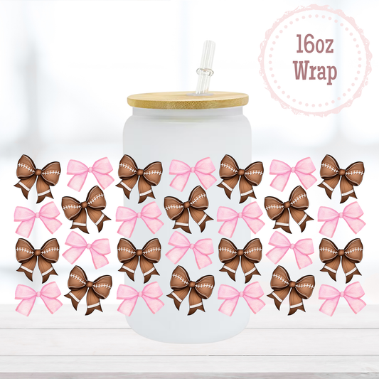 Football Bows 16oz UVDTF Cup Wrap