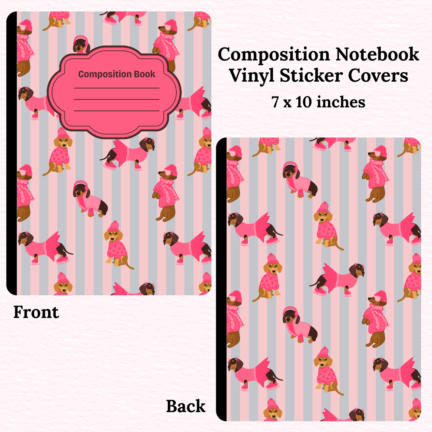 Pink Winter Dogs Composition Notebook Vinyl Cover