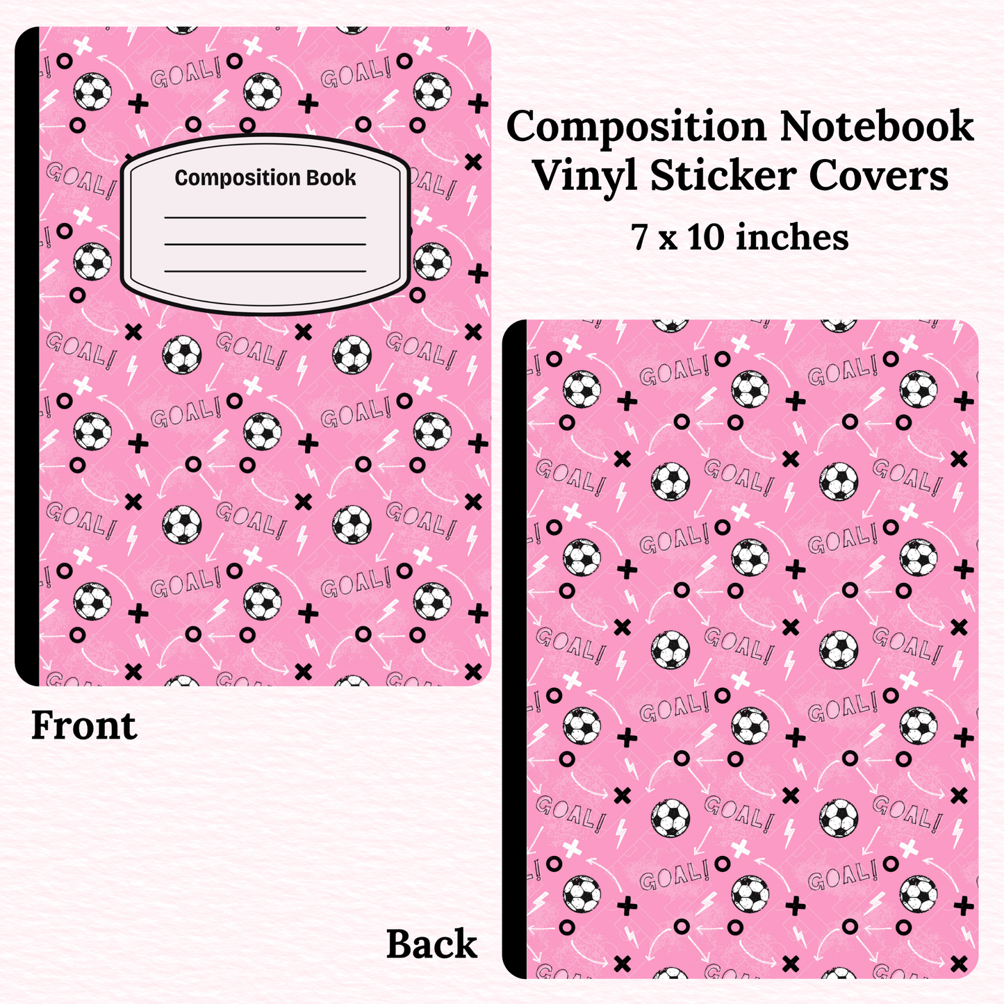 Soccer Pink Composition Notebook Vinyl Cover