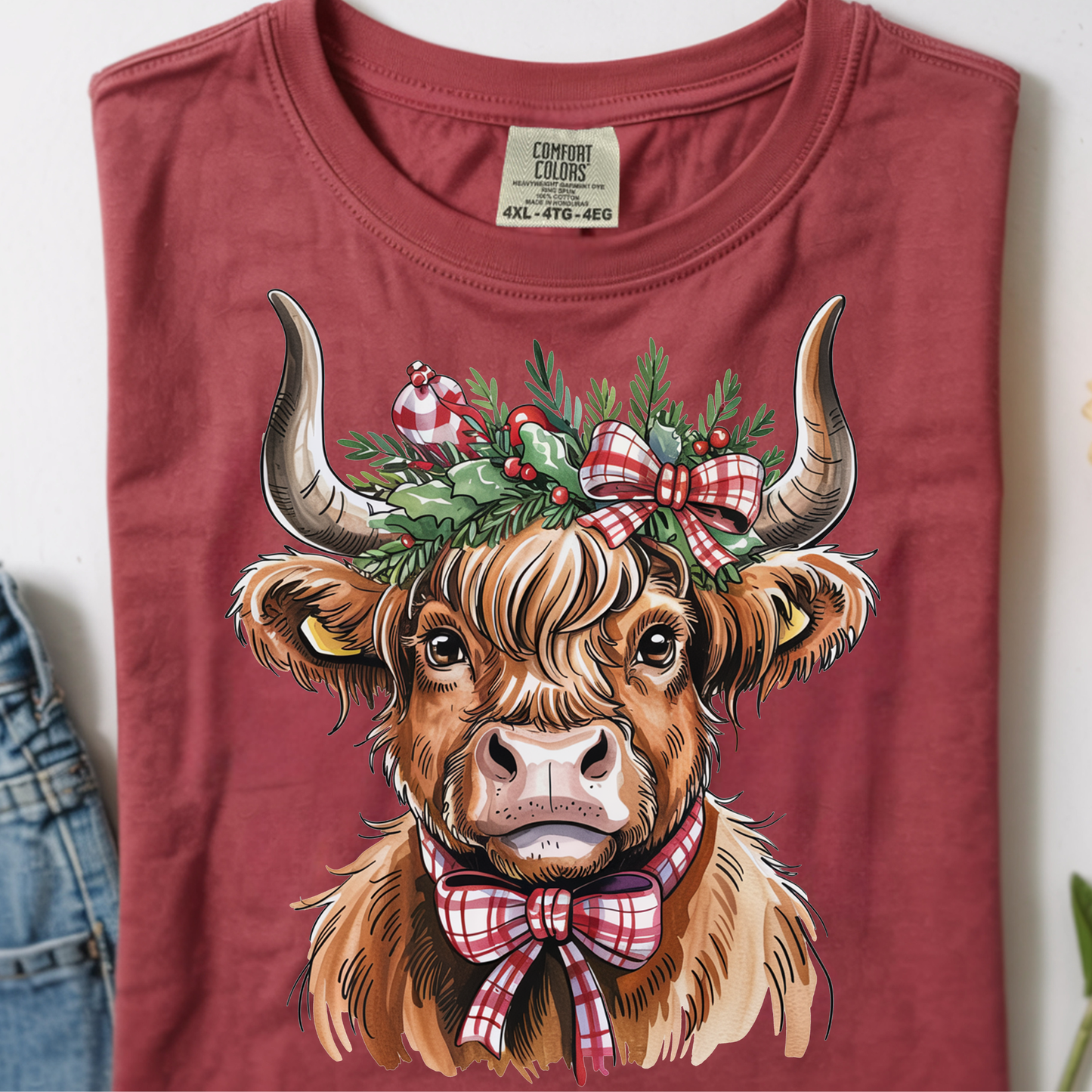Christmas Cow DTF Print