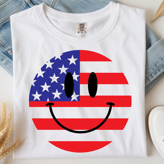 Patriotic Smiley DTF Print