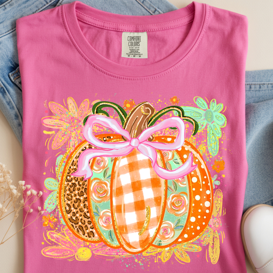 Floral Pumpkin DTF Print