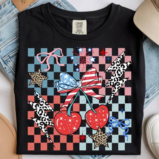 Patriotic Cherries DTF Print