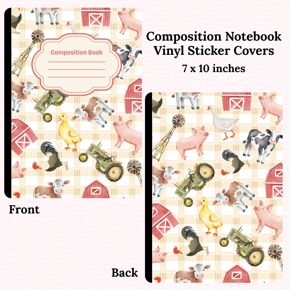 Barn Animals Composition Notebook Vinyl Cover