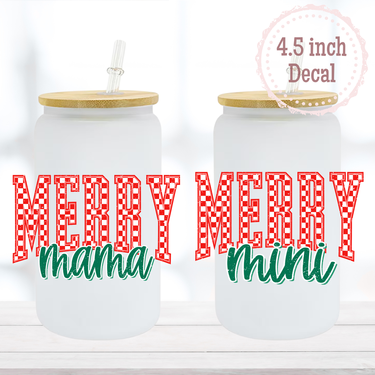 Merry Mama & Mini Matching UVDTF Decal