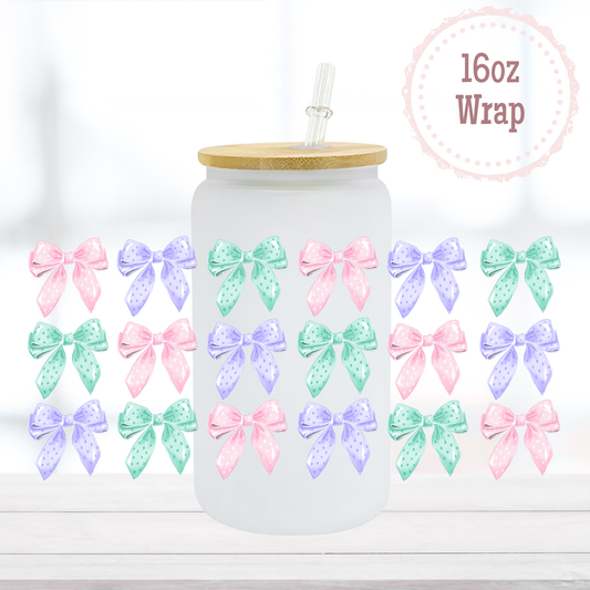 Pastel Bows 16oz UVDTF Cup Wrap