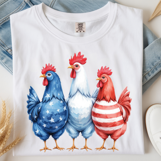 Patriotic Chickens DTF Print