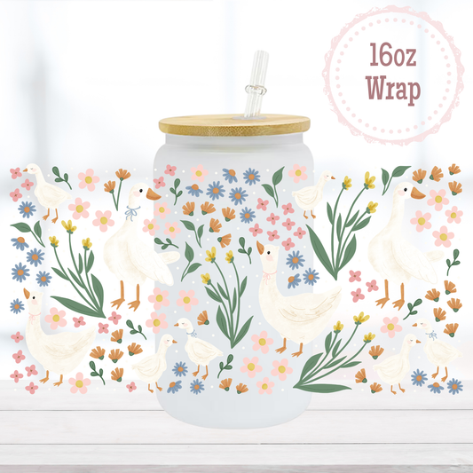 Floral Geese 16oz UVDTF Cup Wrap
