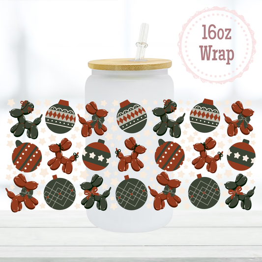 Christmas Balloon Dogs 16oz UVDTF Cup Wrap