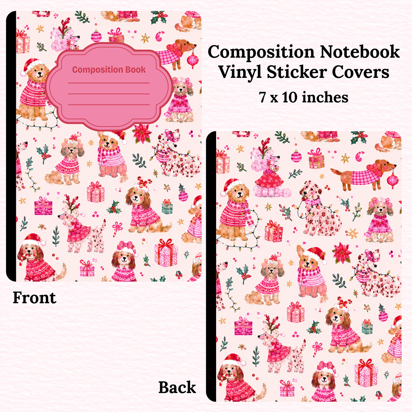 Christmas Dogs Composition Notebook Vinyl Cover