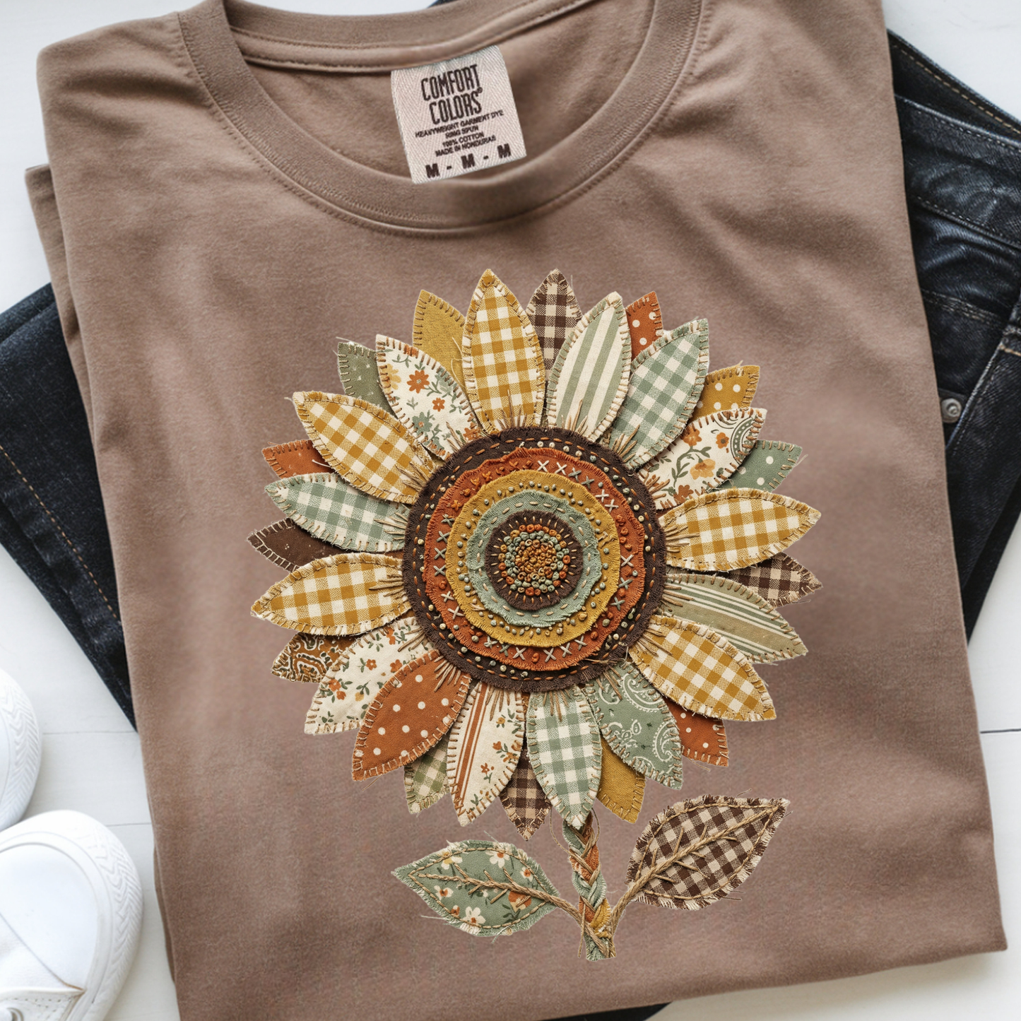 Patchwork Sunflower DTF Print