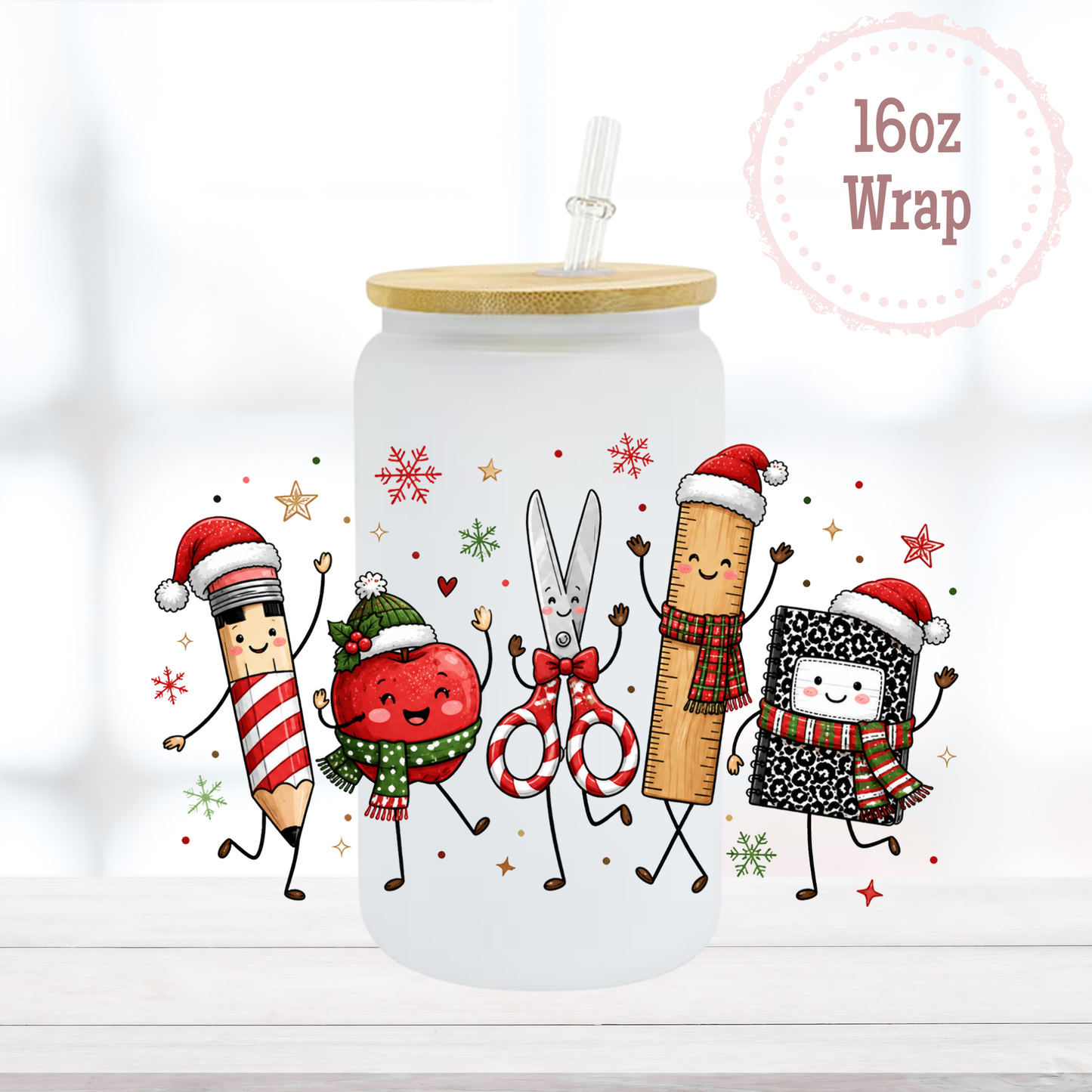 Christmas School Supplies 16oz UVDTF Cup Wrap