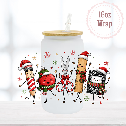 Christmas School Supplies 16oz UVDTF Cup Wrap