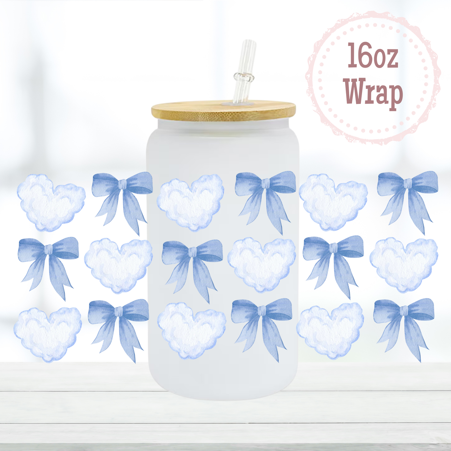 Cloud Hearts 16oz UVDTF Cup Wrap