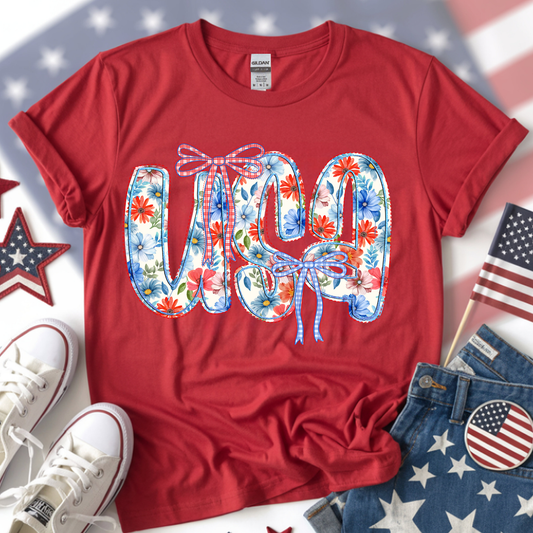 USA Floral DTF Print