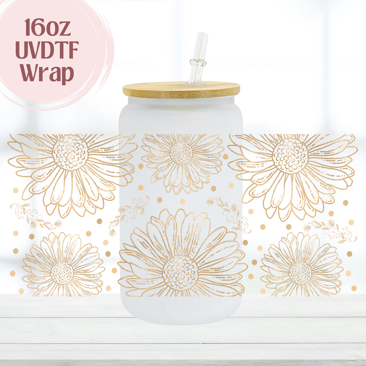 Boho Flowers 16oz UVDTF Cup Wrap