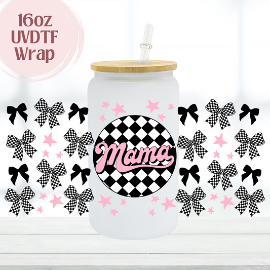 Mama Checkered 16oz UVDTF Cup Wrap
