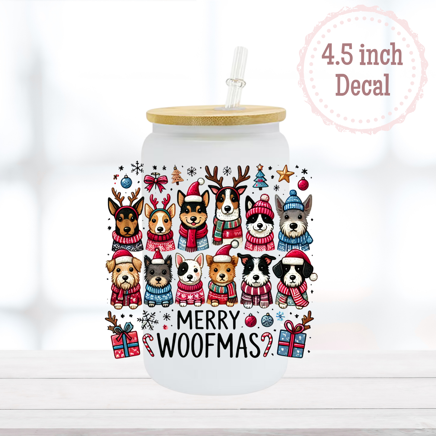 Merry Woofmas UVDTF Decal