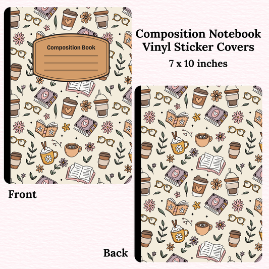 Books and Coffee Composition Notebook Vinyl Cover