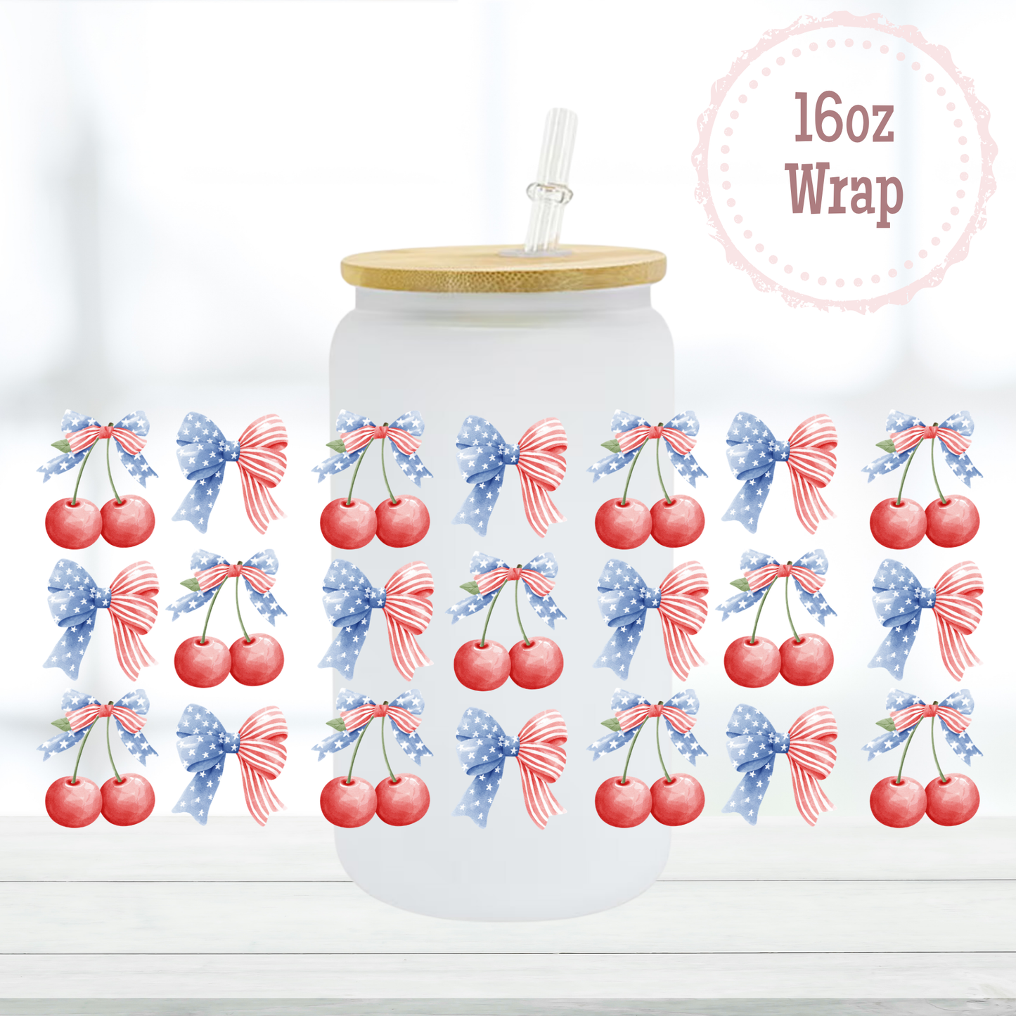 Cherries USA 16oz UVDTF Cup Wrap