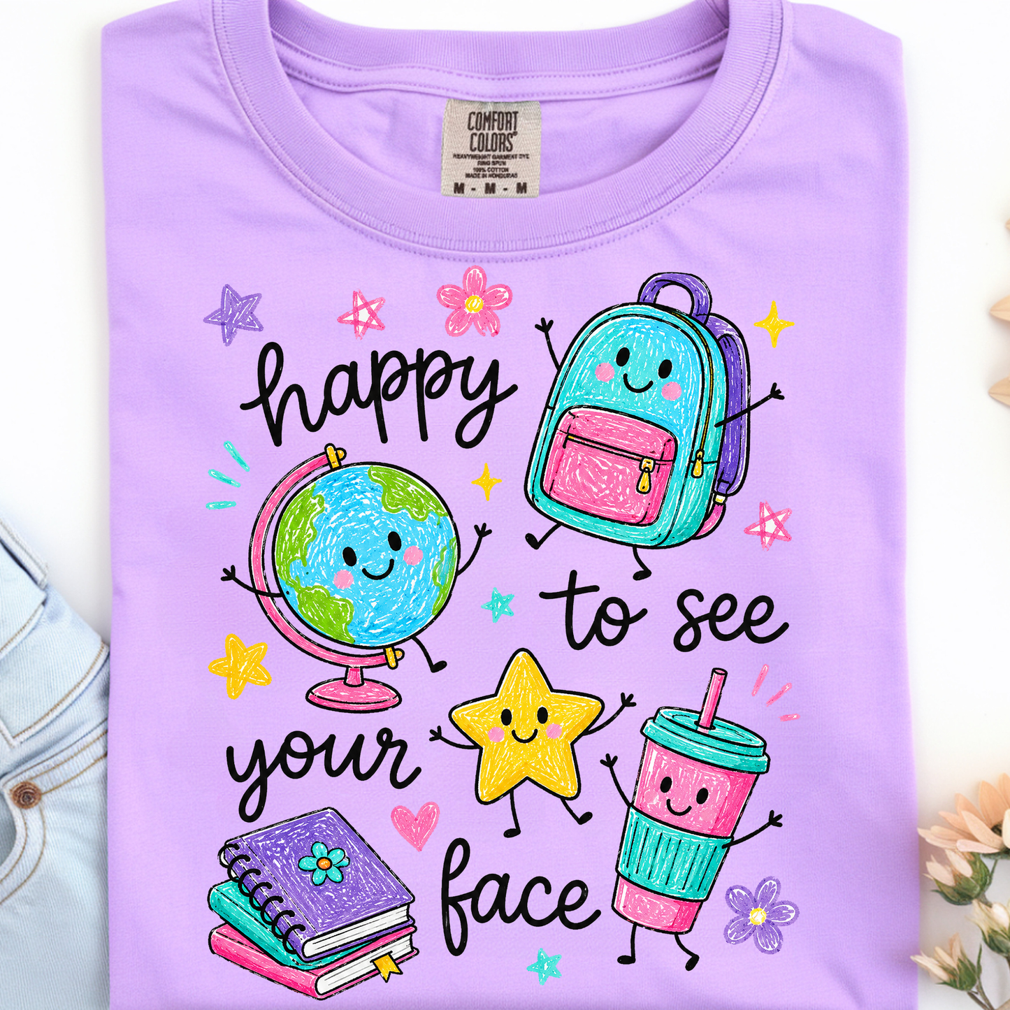Happy to see Your Face Doodles DTF Print