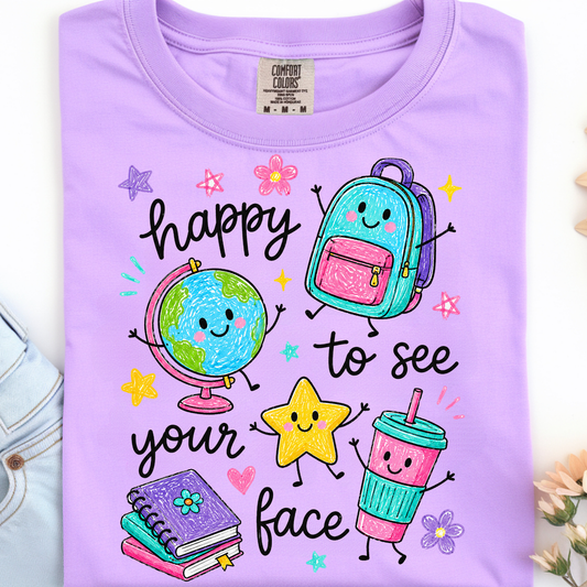 Happy to see Your Face Doodles DTF Print