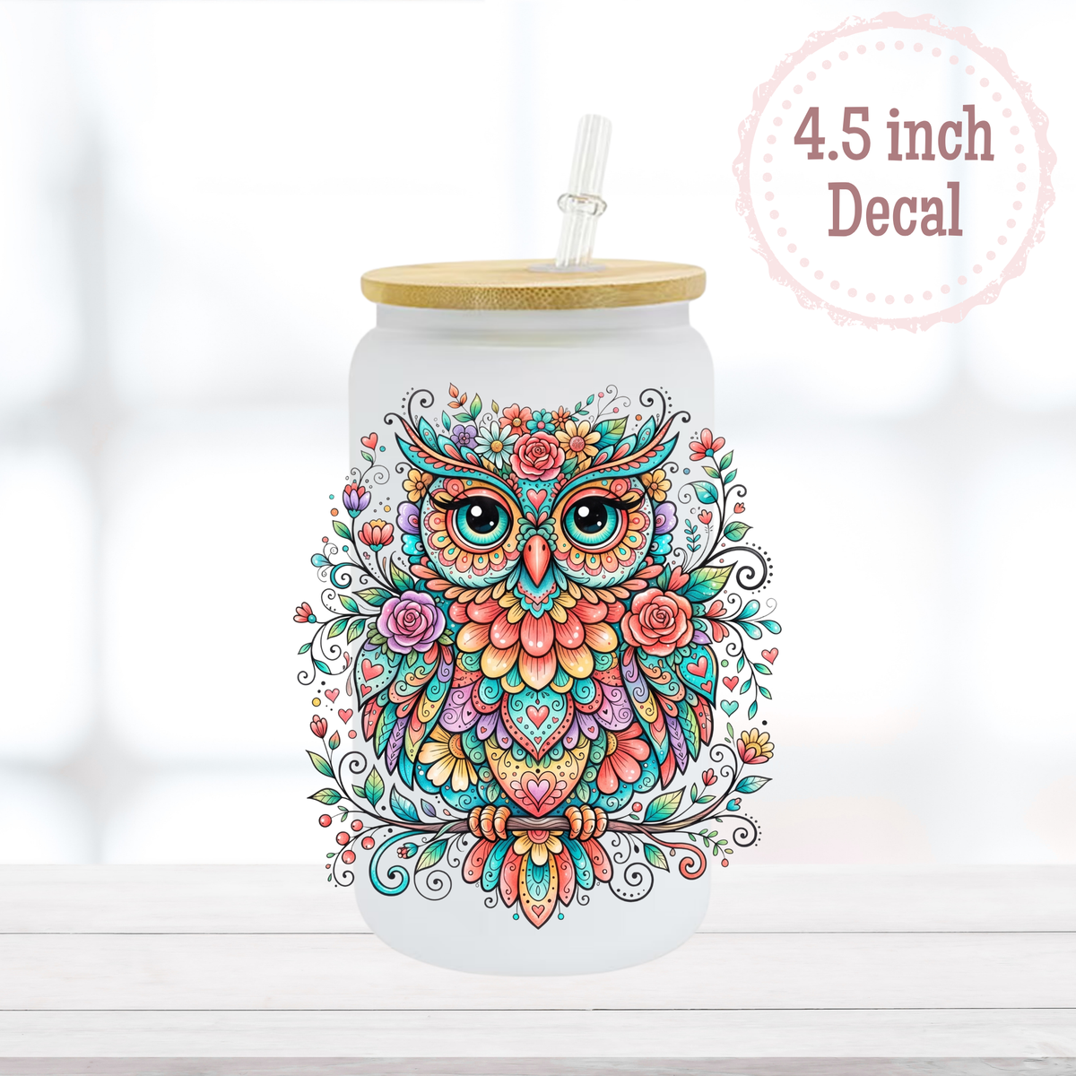 Floral Owl UVDTF Decal