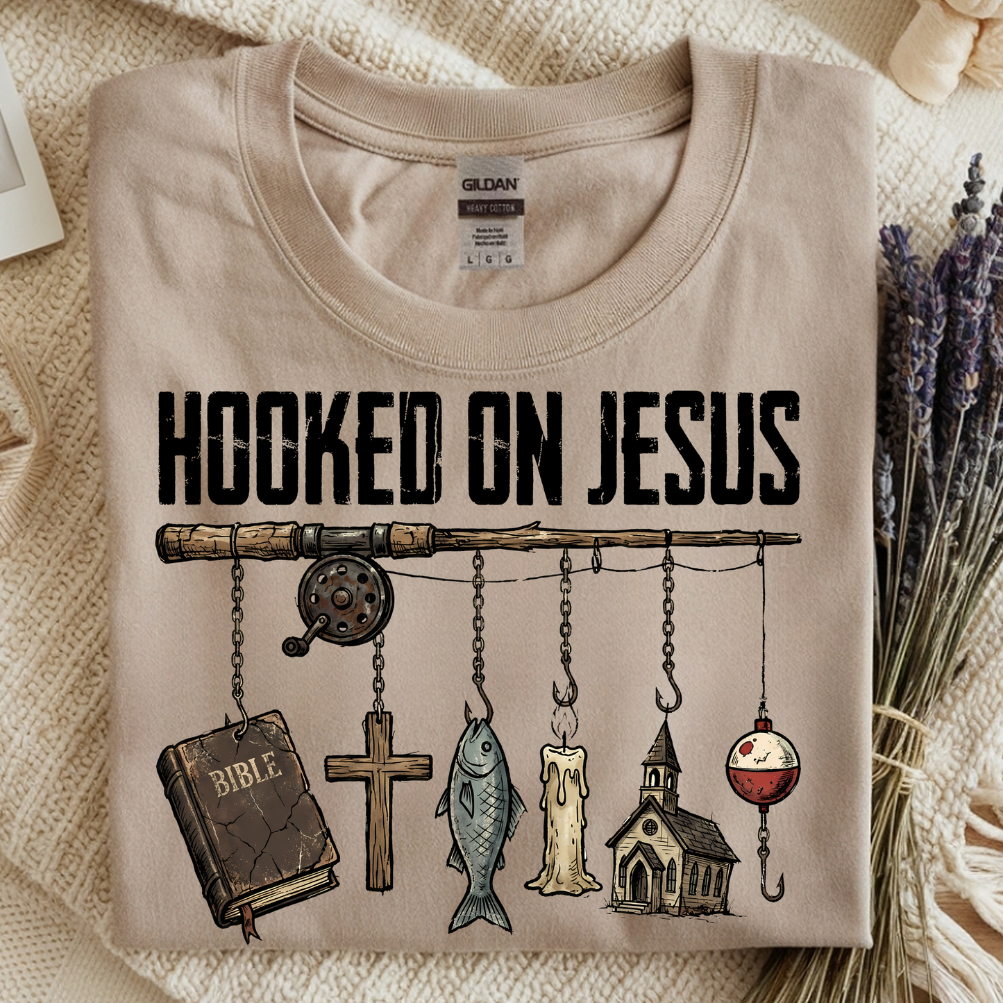 Hooked on Jesus DTF Print