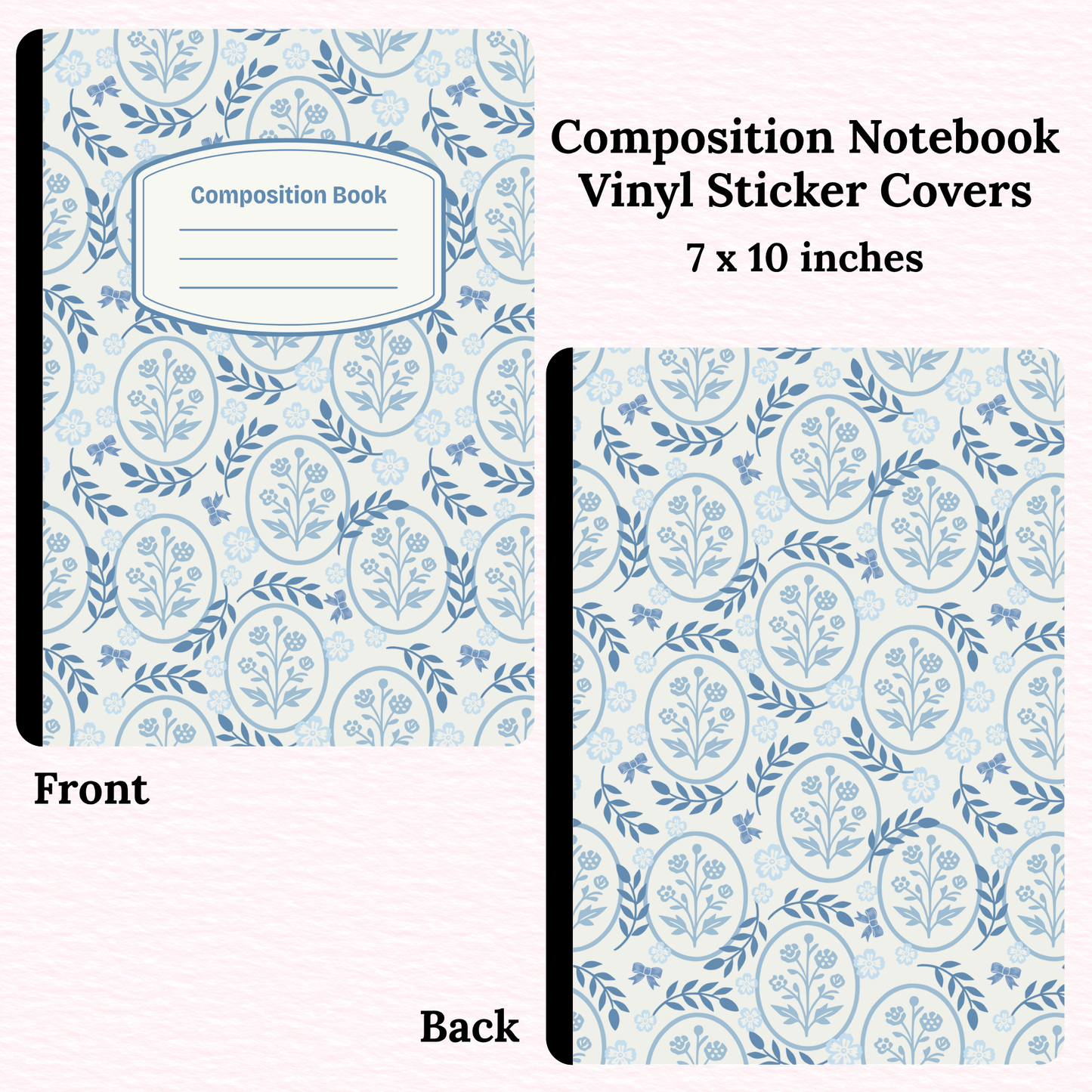 Blue Floral Composition Notebook Vinyl Cover