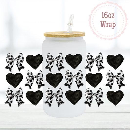 Cow Print Bows 16oz UVDTF Cup Wrap