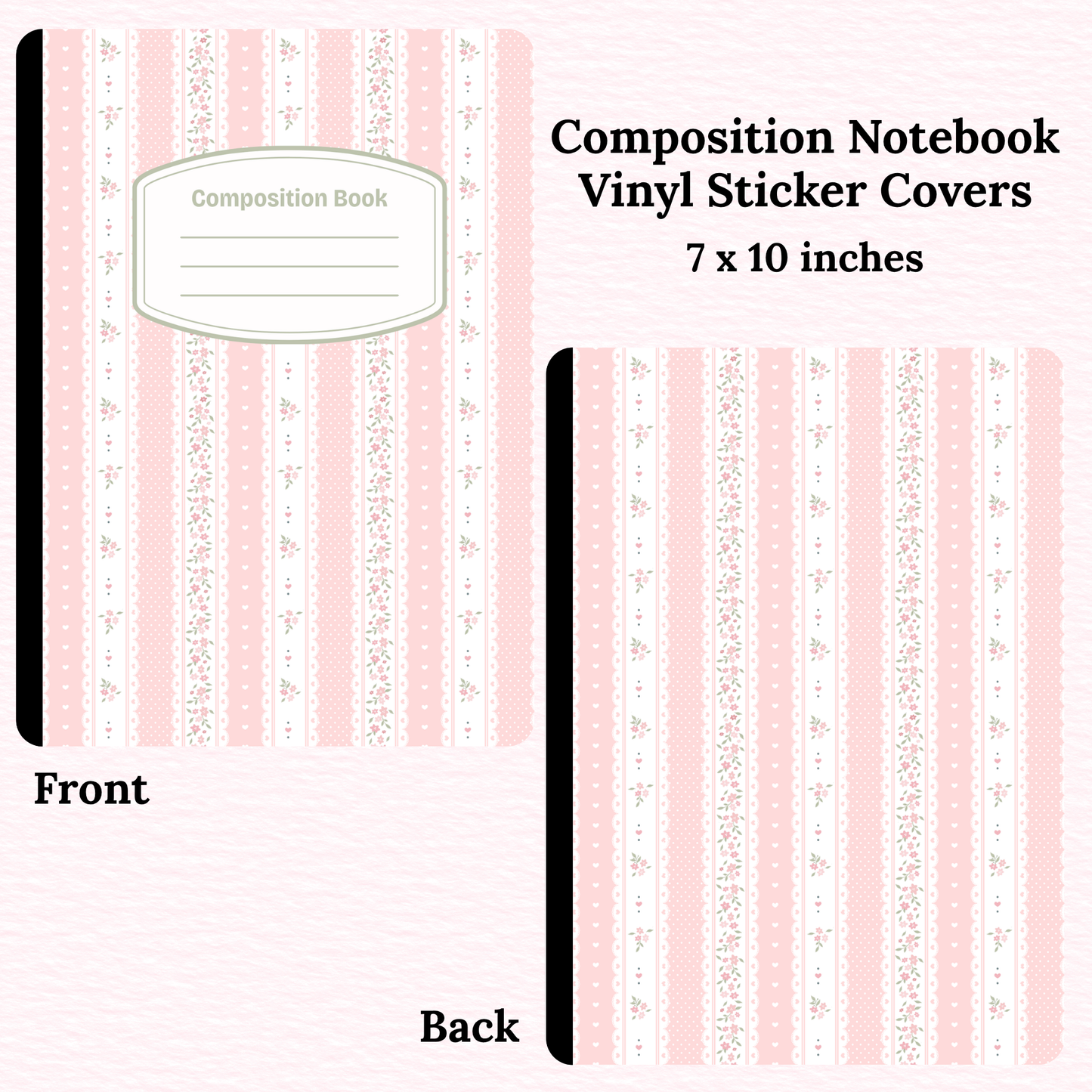 Pink Florals Composition Notebook Vinyl Cover