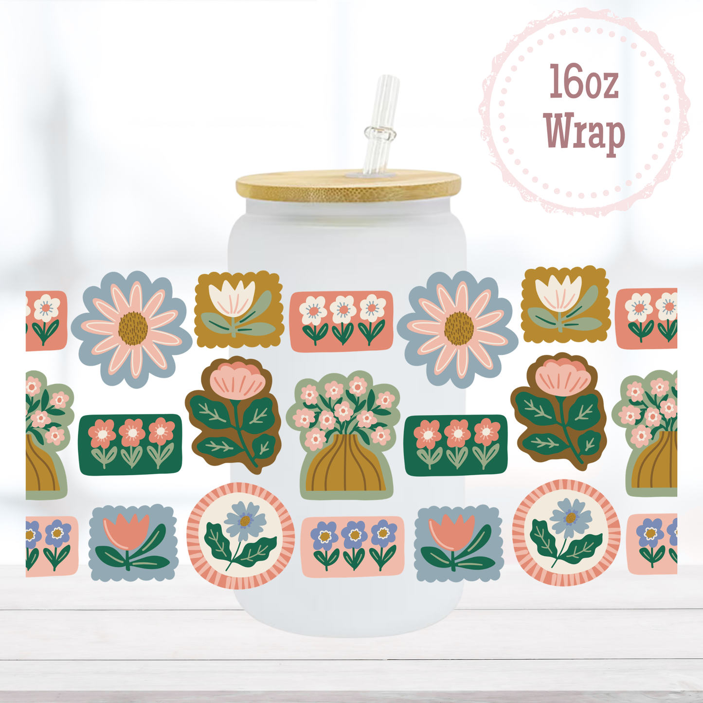 Vintage Flowers 16oz UVDTF Cup Wrap
