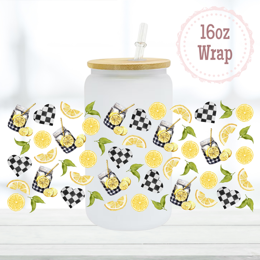 Checkered Lemons 16oz UVDTF Cup Wrap