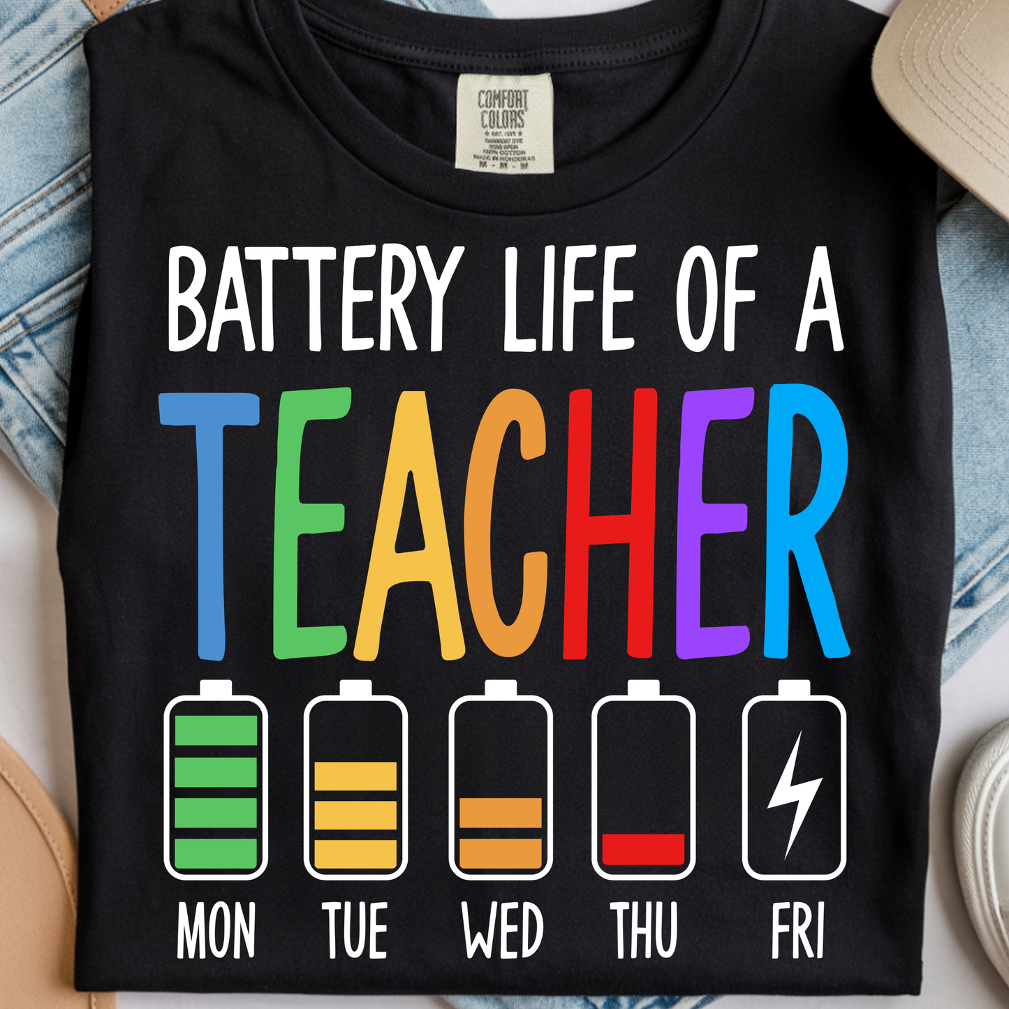 Battery Life of a Teacher DTF Print