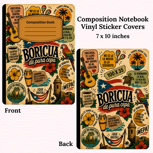 Puerto Rican Sayings Boricua Composition Notebook Vinyl Cover