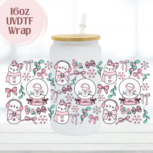 Cute Snowmen 16oz UVDTF Cup Wrap