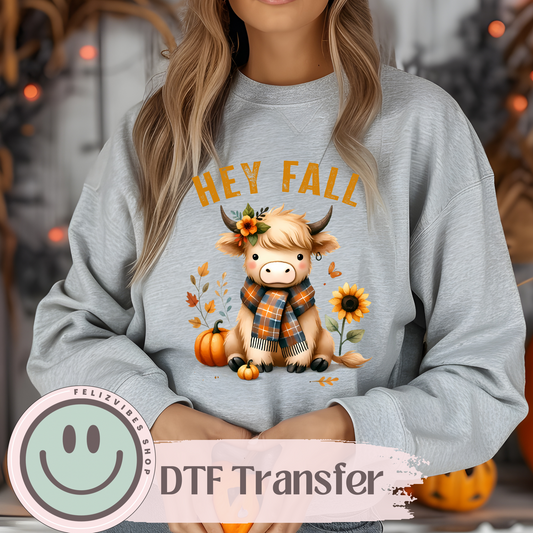 Hey Fall Cow DTF Print