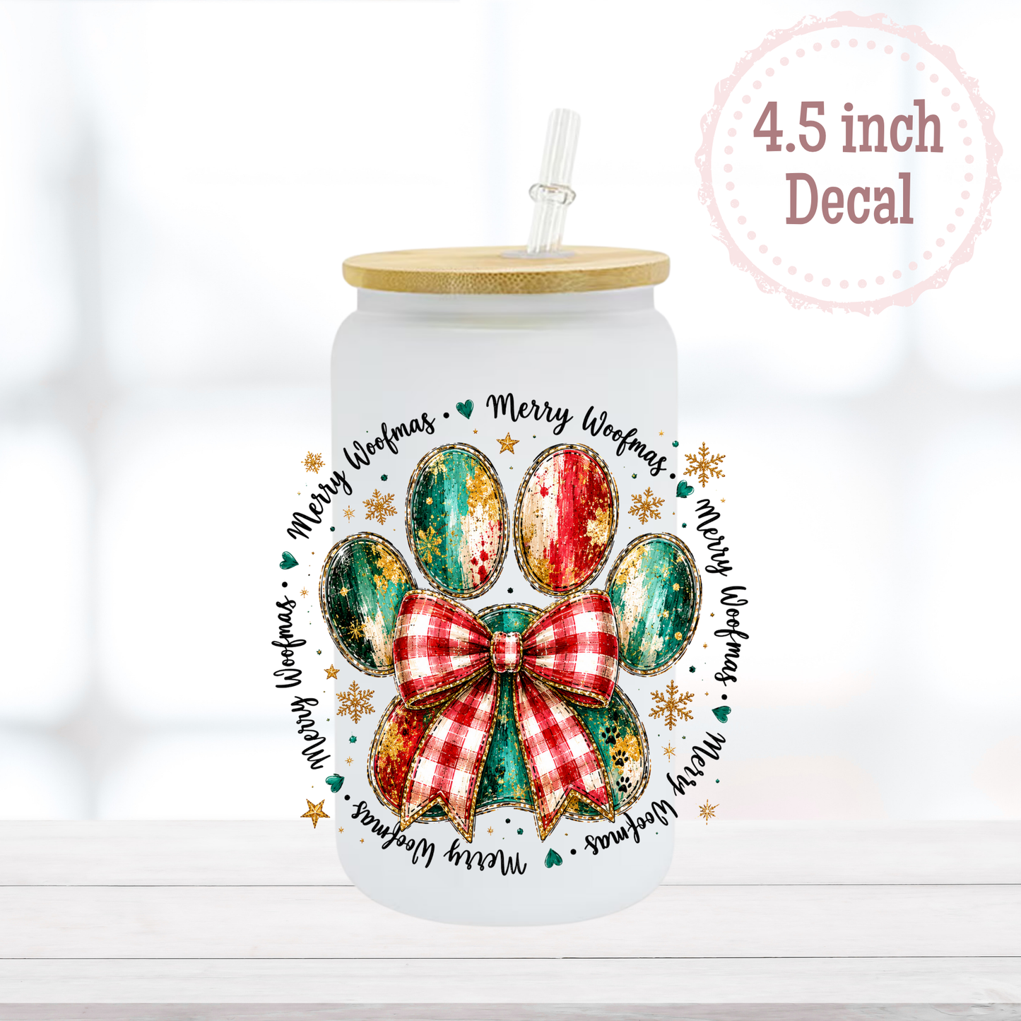 Merry Woofmas UVDTF Decal