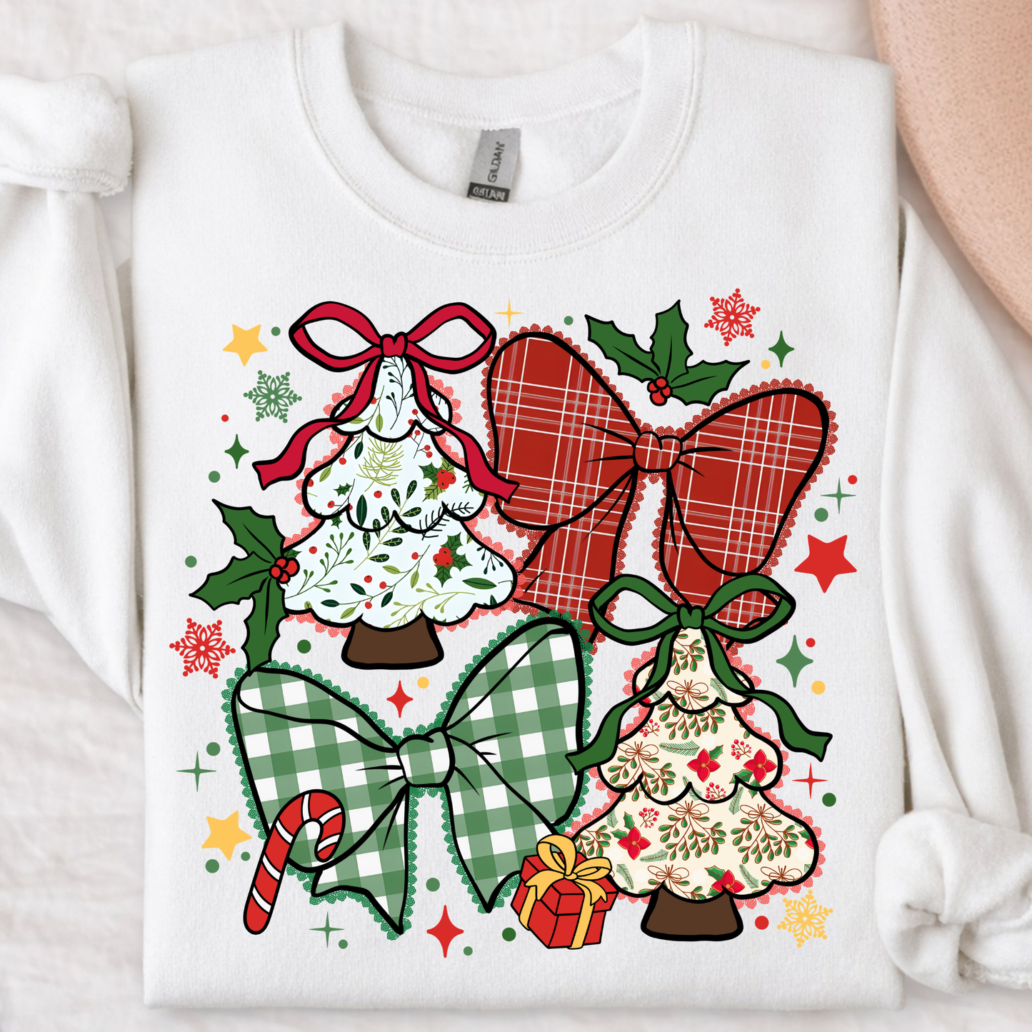 Christmas Trees & Bows DTF Print