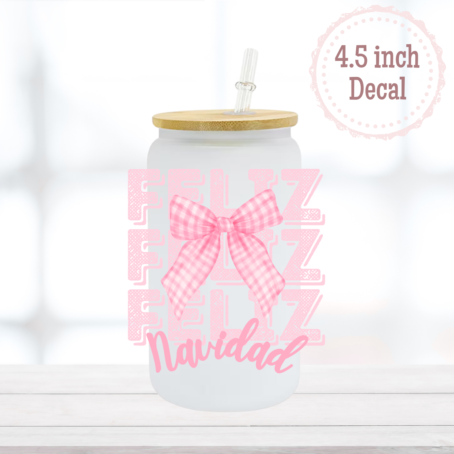 Pink Feliz Navidad UVDTF Decal
