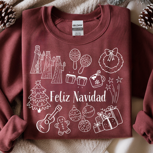 Feliz Navidad Doodle DTF Print