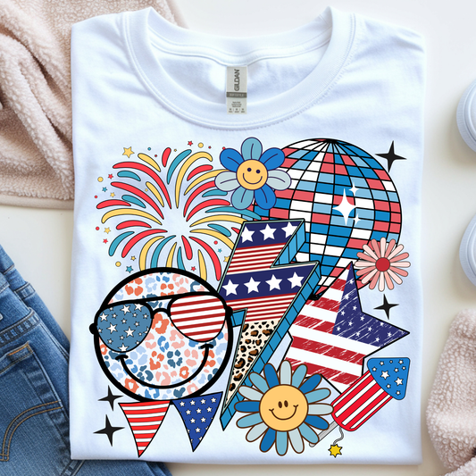 Patriotic Smiley DTF Print