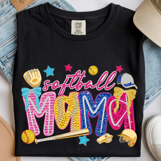 Softball Mama Rhinestone DTF Print