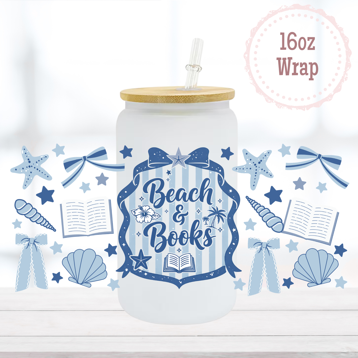 Beach and Books 16oz UVDTF Cup Wrap
