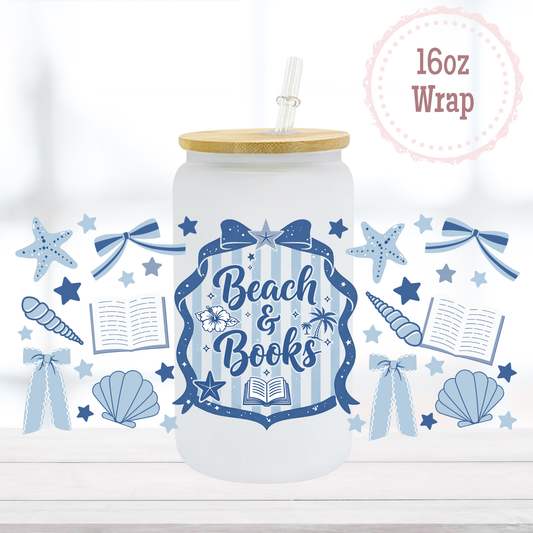 Beach and Books 16oz UVDTF Cup Wrap