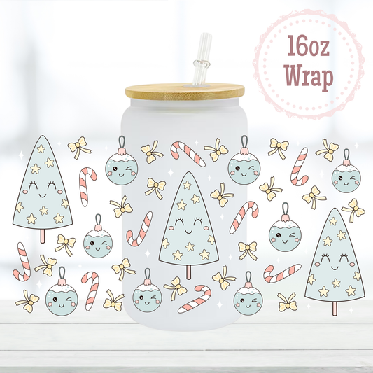 Blue Christmas Tree 16oz UVDTF Cup Wrap