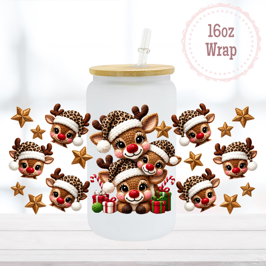 Faux Yarn Reindeer 16oz UVDTF Cup Wrap