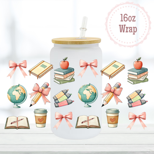 Vintage School Supplies 16oz UVDTF Cup Wrap