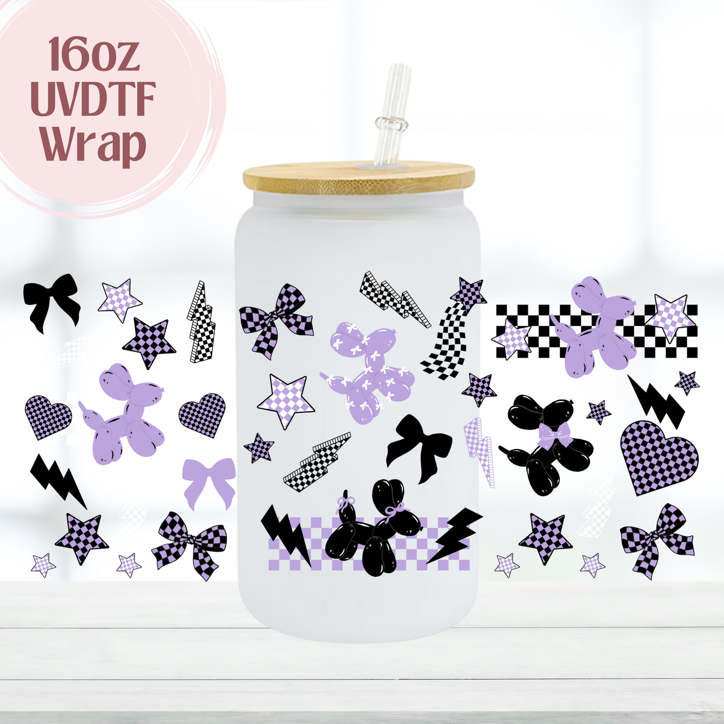 Purple Balloon Dogs 16oz UVDTF Cup Wrap