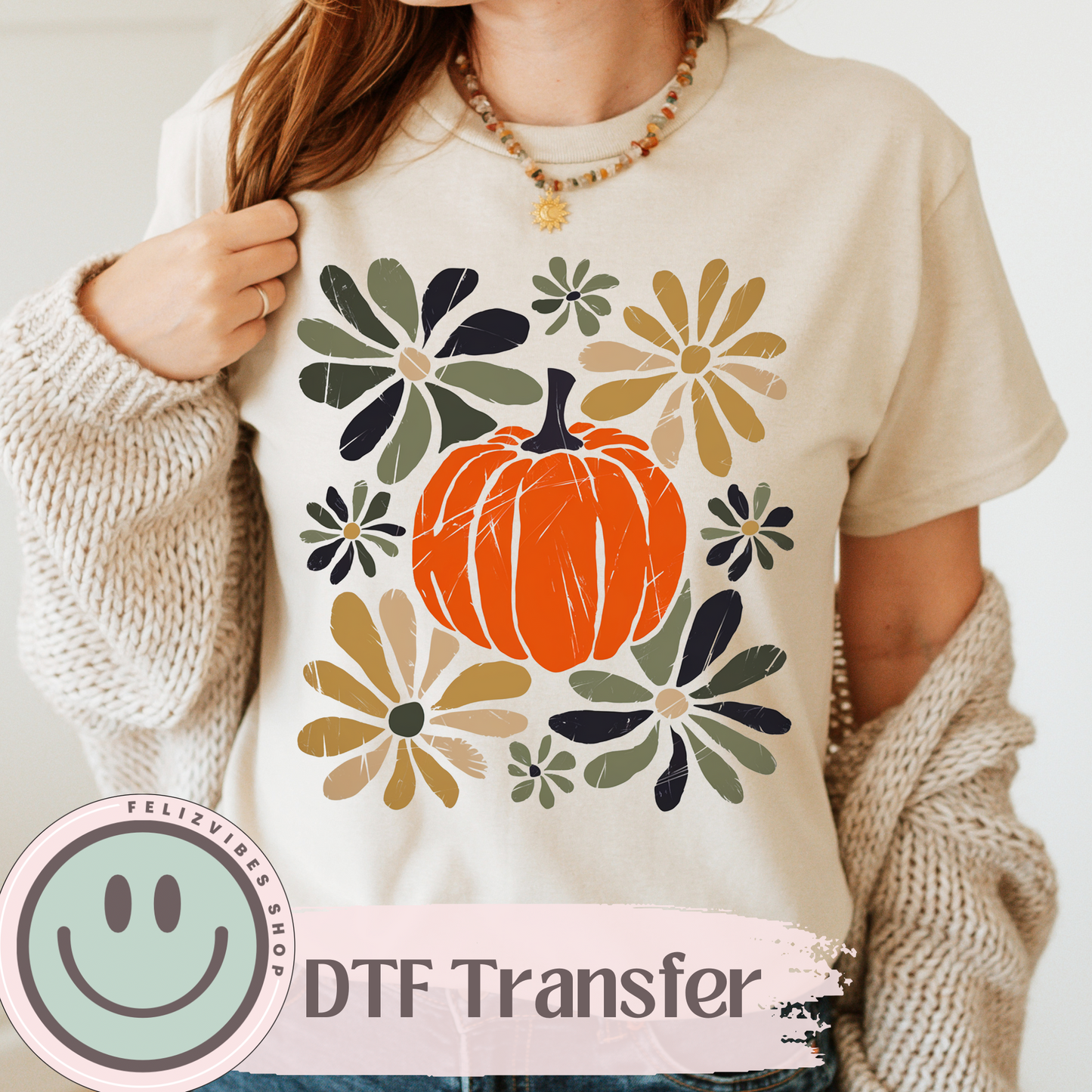 Boho Pumpkins DTF Print